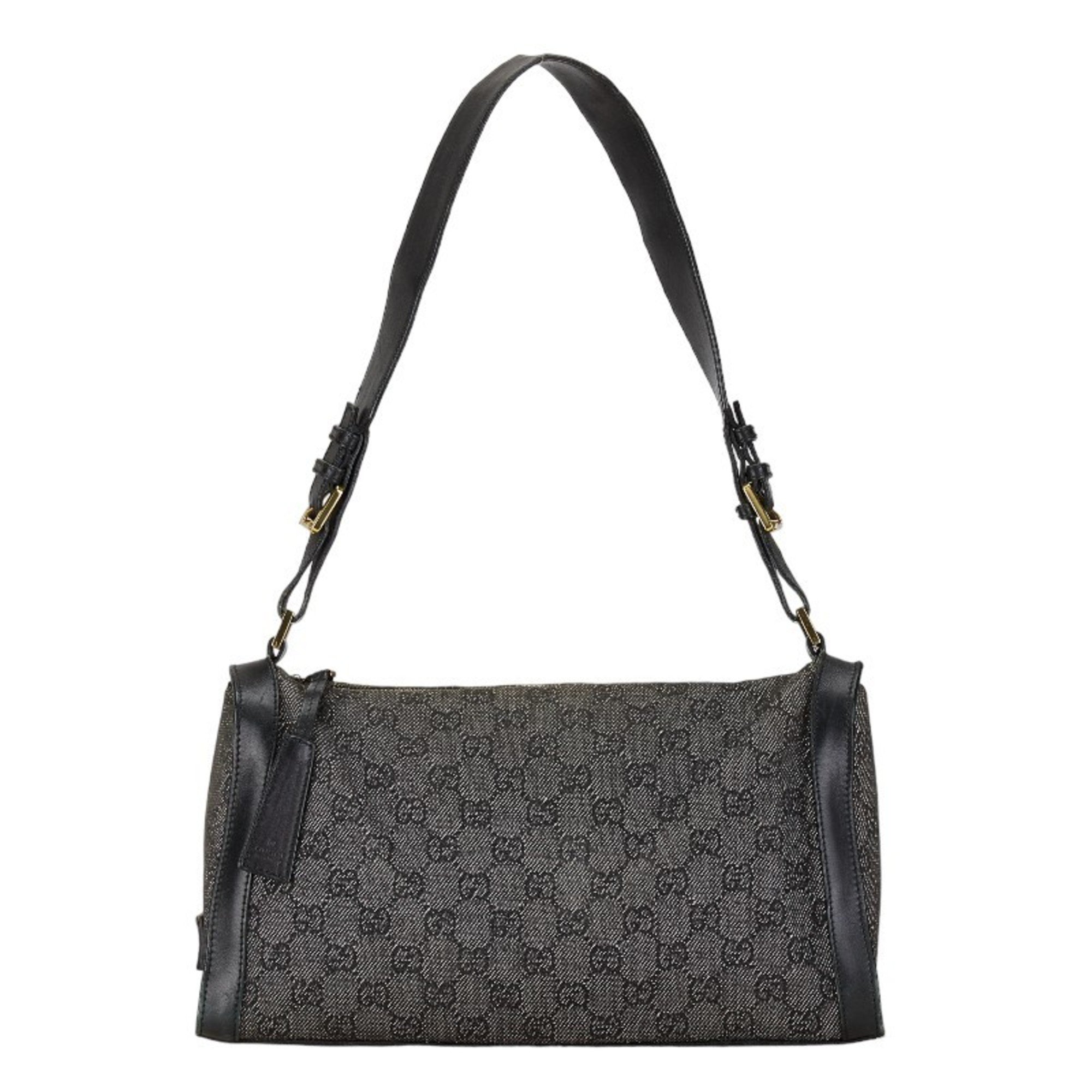 Gucci GG Canvas One Shoulder Bag 92706 Black Leather Women's GUCCI