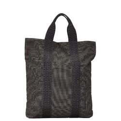 Hermes Air Line Cabas Handbag Tote Bag Grey Black Canvas Women's HERMES