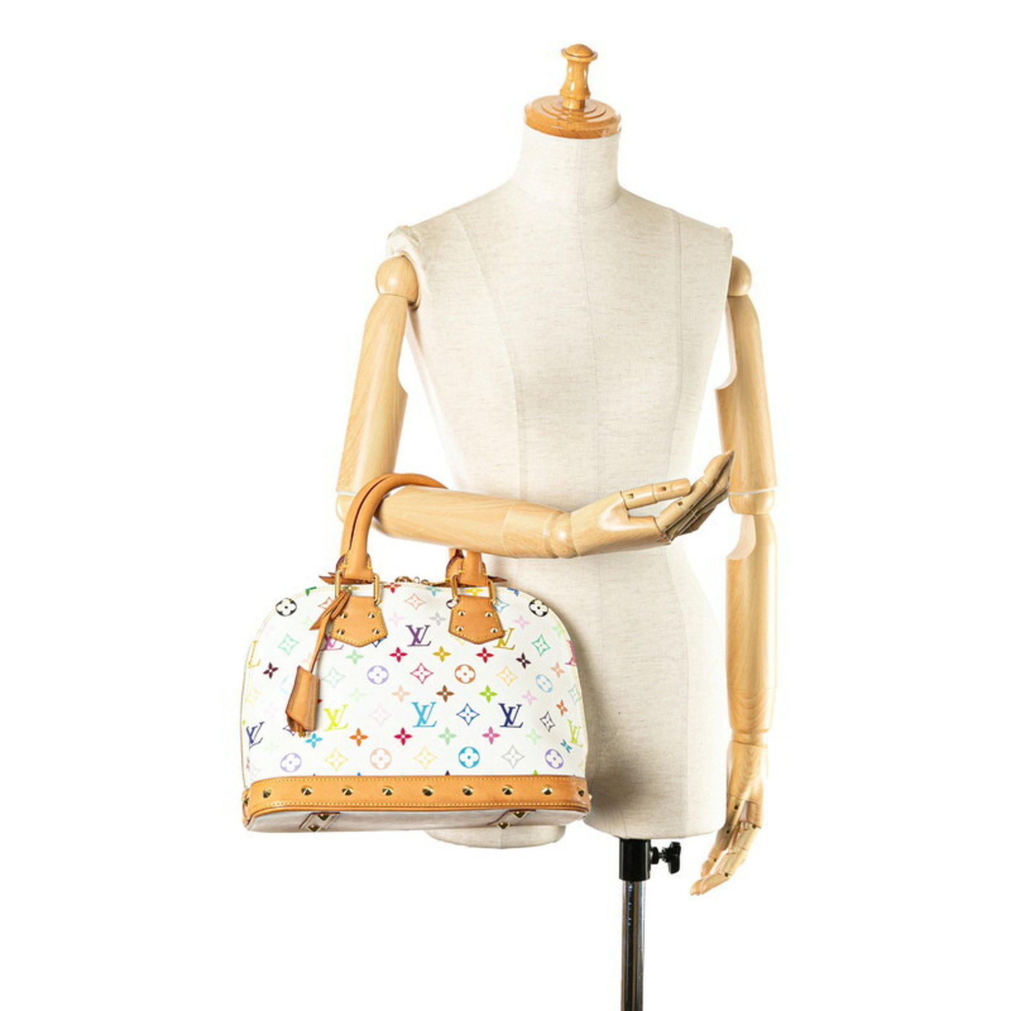 Louis Vuitton Monogram Multicolor Alma PM Blanc Handbag M40443 White Brown PVC Leather Women's LOUIS VUITTON