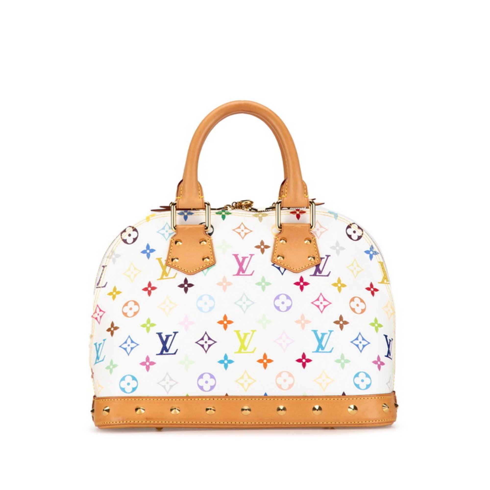 Louis Vuitton Monogram Multicolor Alma PM Blanc Handbag M40443 White Brown PVC Leather Women's LOUIS VUITTON