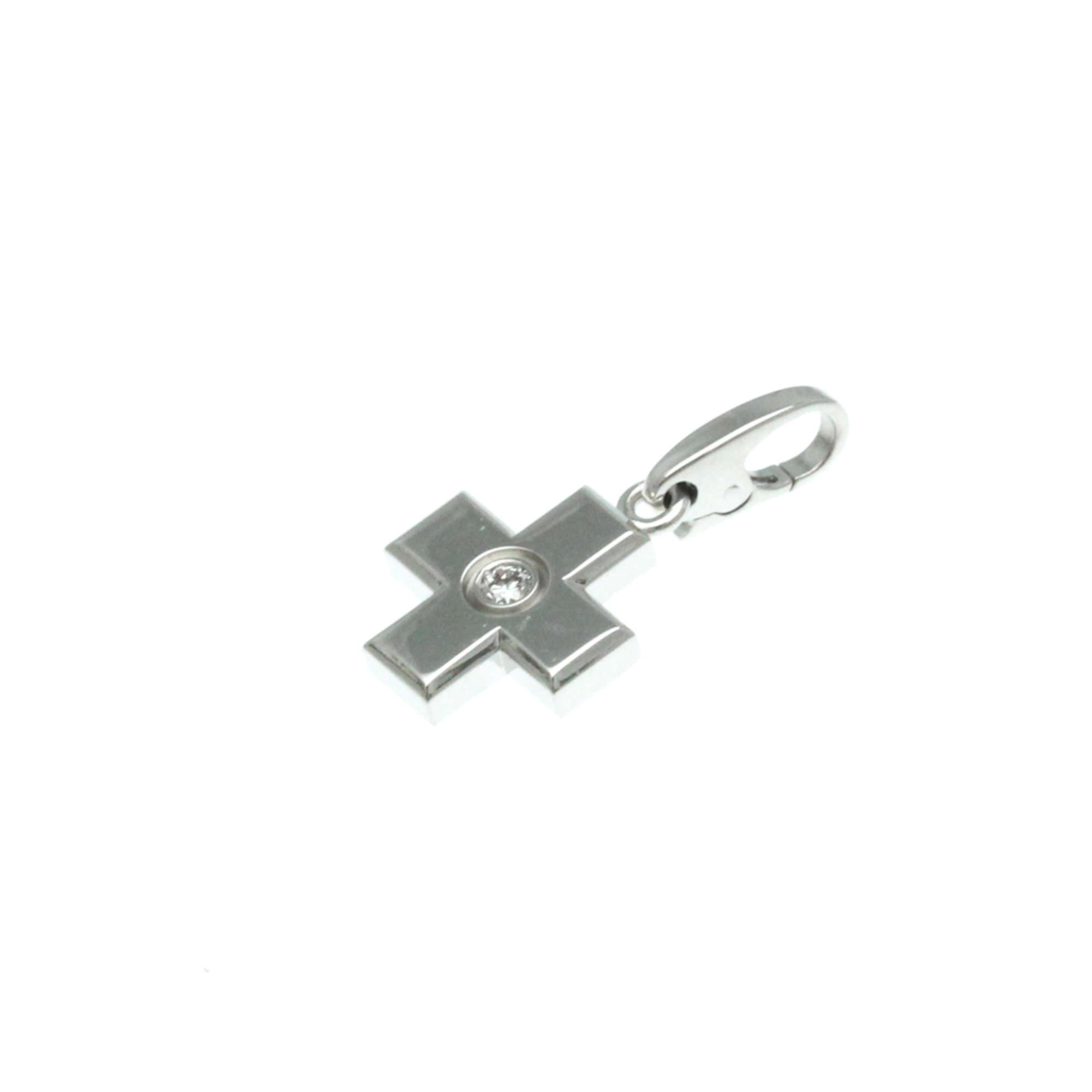 Cartier Cross Diamond Charm White Gold (18K) Diamond Men,Women Fashion Pendant Necklace (Silver)