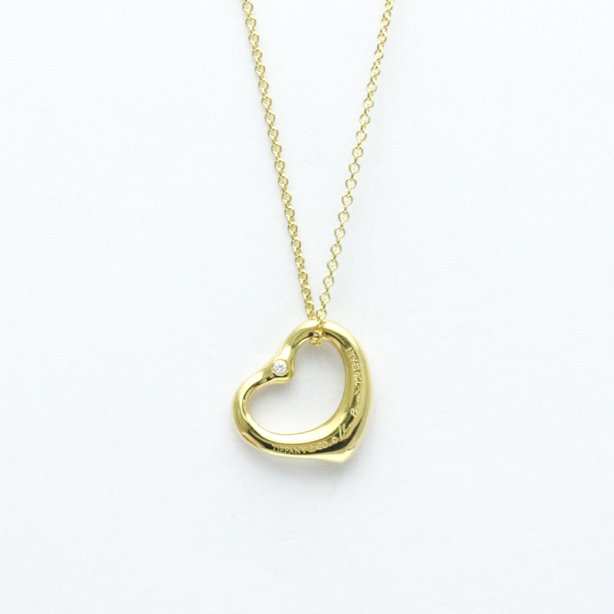 Tiffany Open Heart 2P Diamond Necklace Yellow Gold (18K) Diamond Men,Women Fashion Pendant Necklace (Gold)