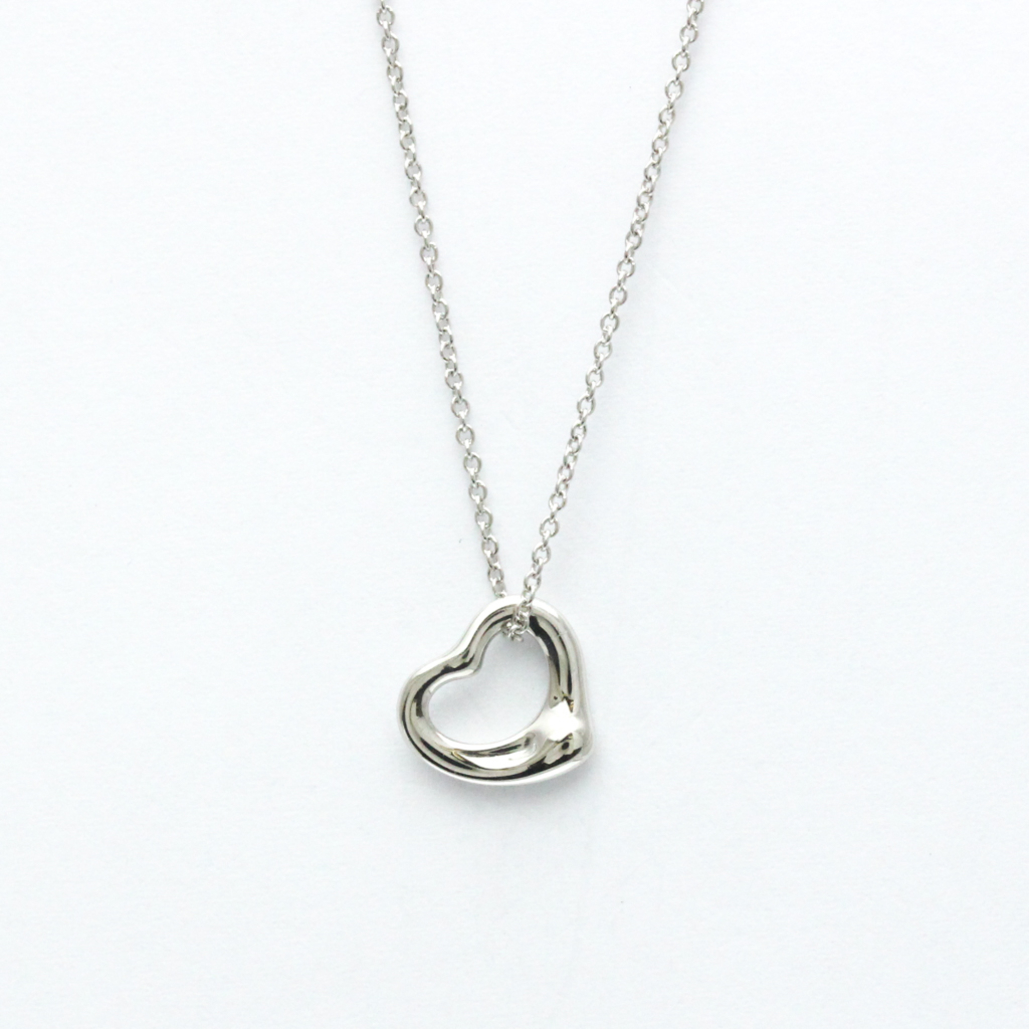 Tiffany Open Heart Necklace Platinum 950 No Stone Men,Women Fashion Pendant Necklace (Silver)