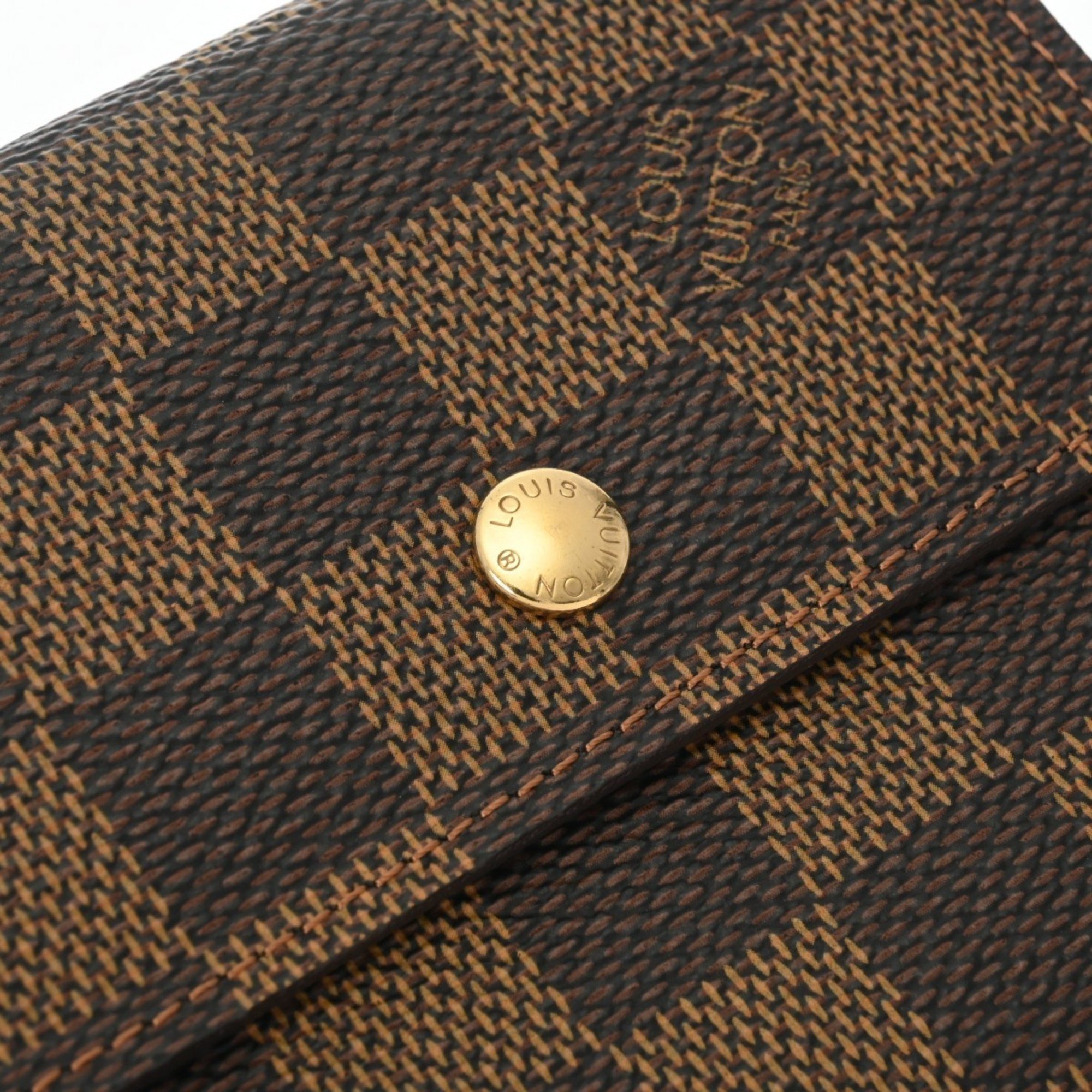 LOUIS VUITTON Damier Portefeuille Elise Brown N61654 Unisex Canvas Bi-fold Wallet