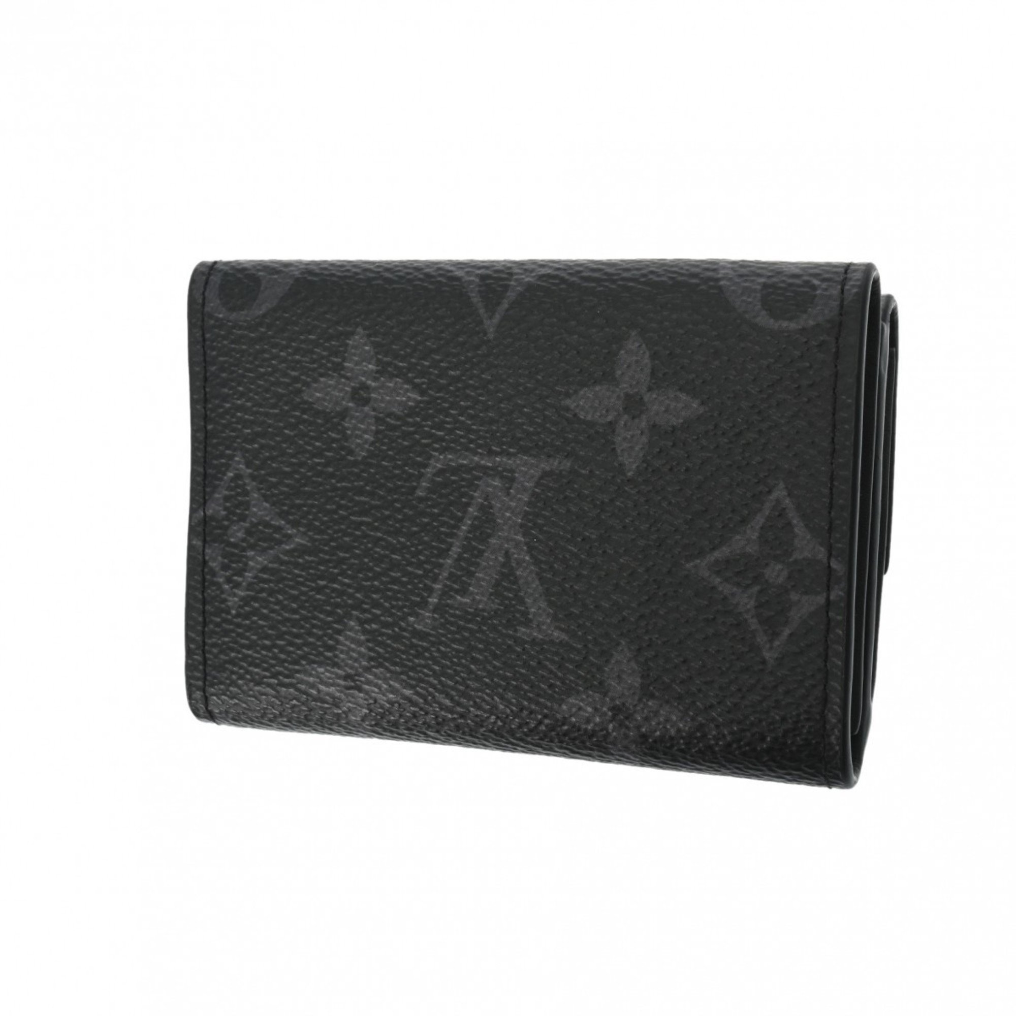 LOUIS VUITTON Louis Vuitton Monogram Eclipse Discovery Compact Wallet Black Grey M45417 Men's Tri-fold