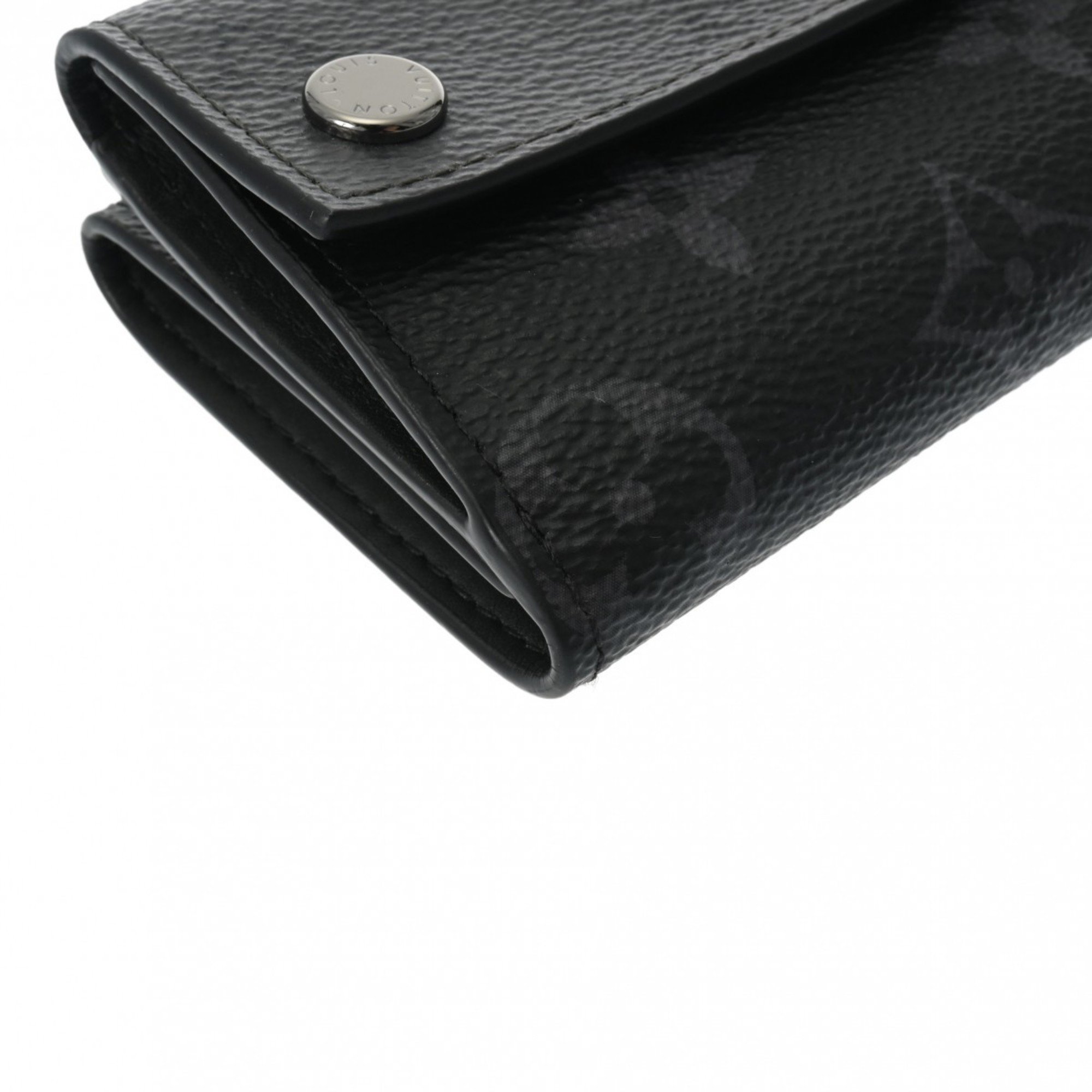 LOUIS VUITTON Louis Vuitton Monogram Eclipse Discovery Compact Wallet Black Grey M45417 Men's Tri-fold