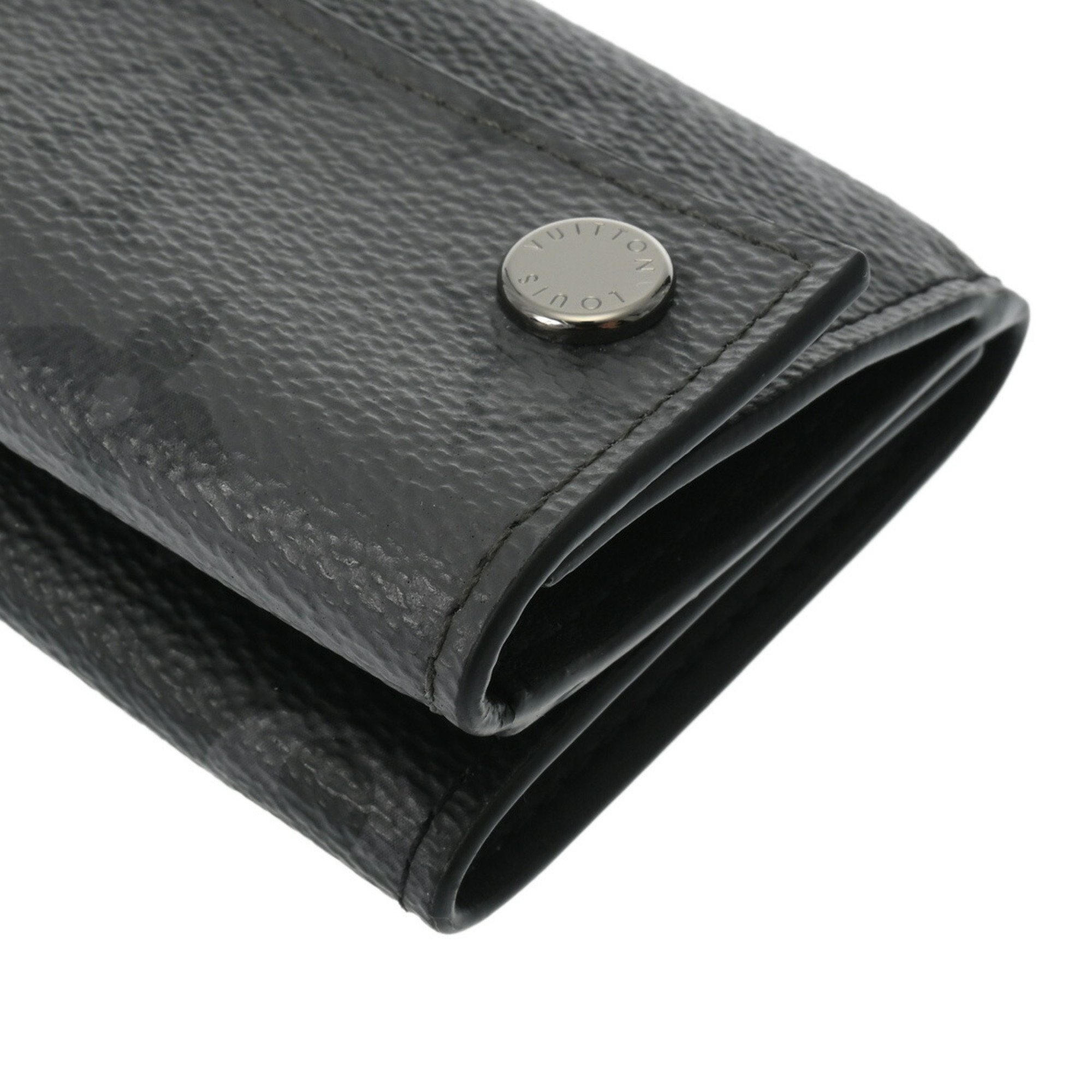 LOUIS VUITTON Louis Vuitton Monogram Eclipse Discovery Compact Wallet Black Grey M45417 Men's Tri-fold