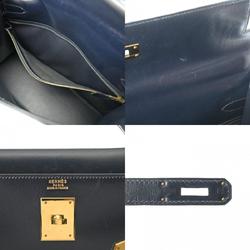 HERMES Kelly 32 Outside stitching Blue indigo E stamp (around 2001) Women's box calf handbag