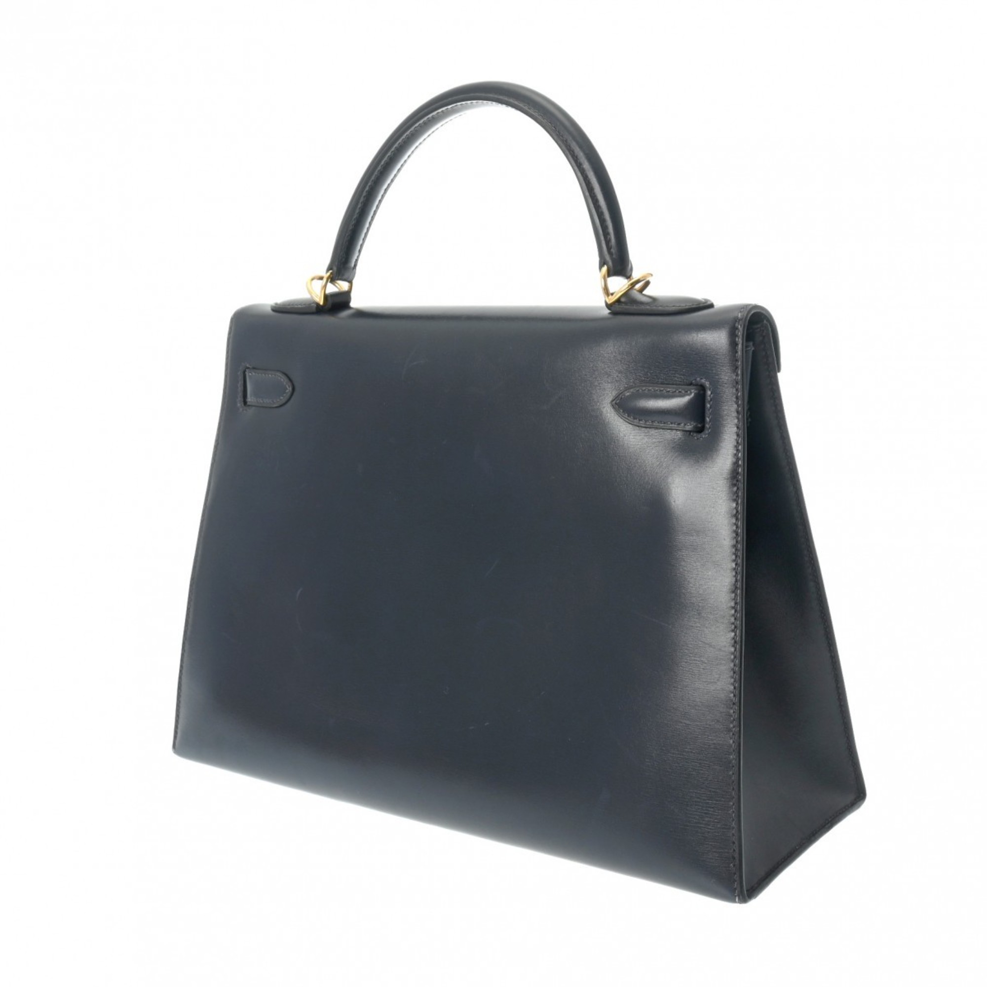 HERMES Kelly 32 Outside stitching Blue indigo E stamp (around 2001) Women's box calf handbag