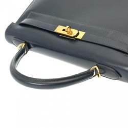 HERMES Kelly 32 Outside stitching Blue indigo E stamp (around 2001) Women's box calf handbag