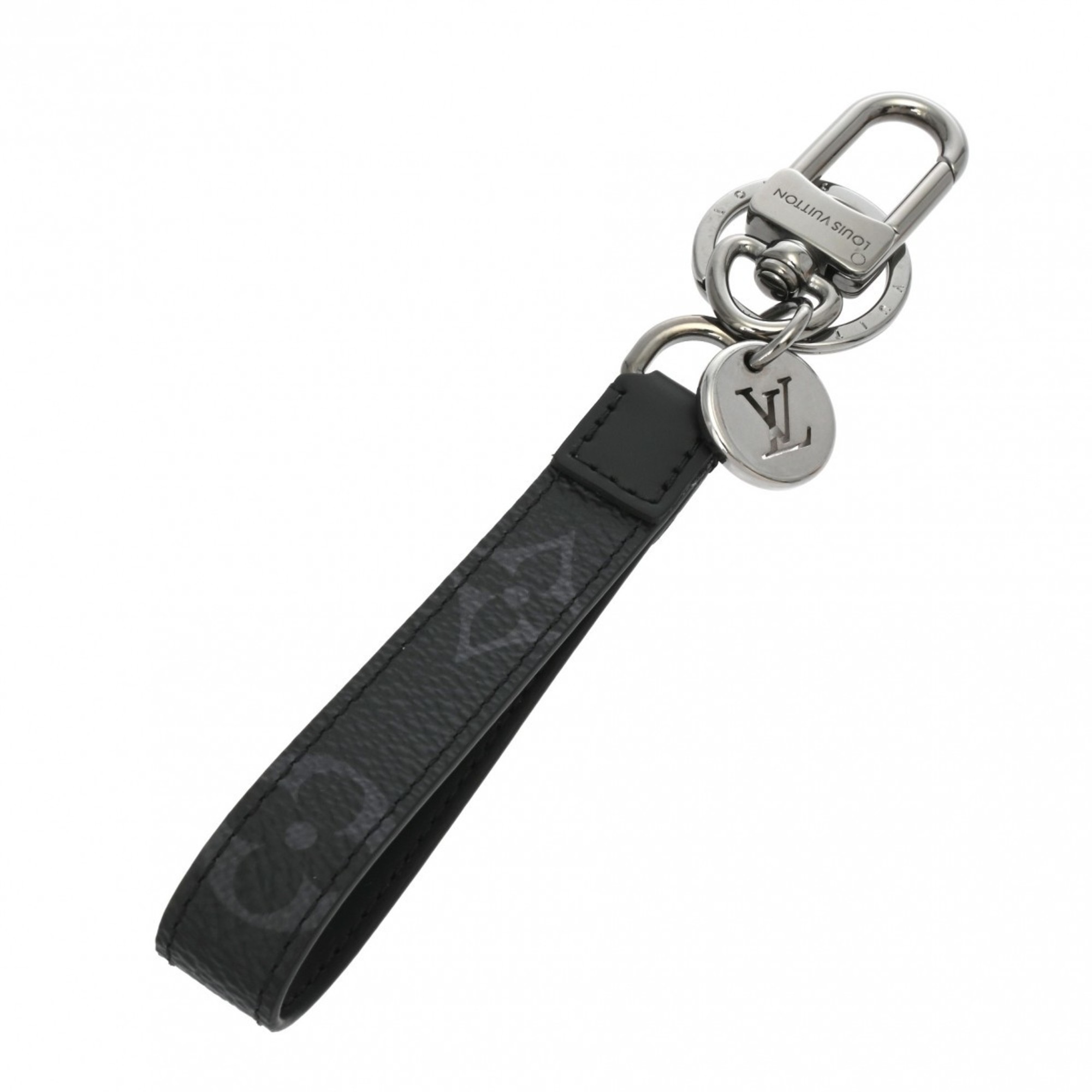 LOUIS VUITTON Louis Vuitton Monogram Eclipse Dragonne Black/Grey M61950 Unisex Leather Keychain