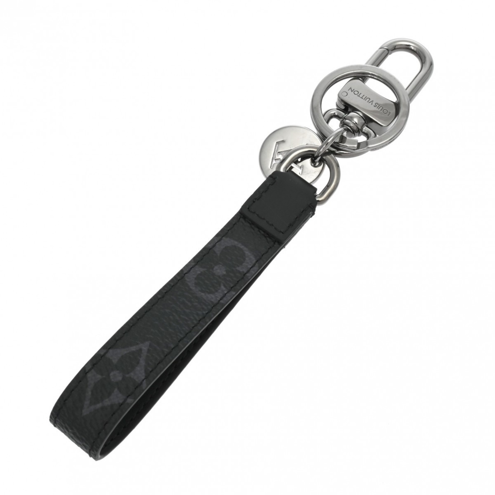 LOUIS VUITTON Louis Vuitton Monogram Eclipse Dragonne Black/Grey M61950 Unisex Leather Keychain