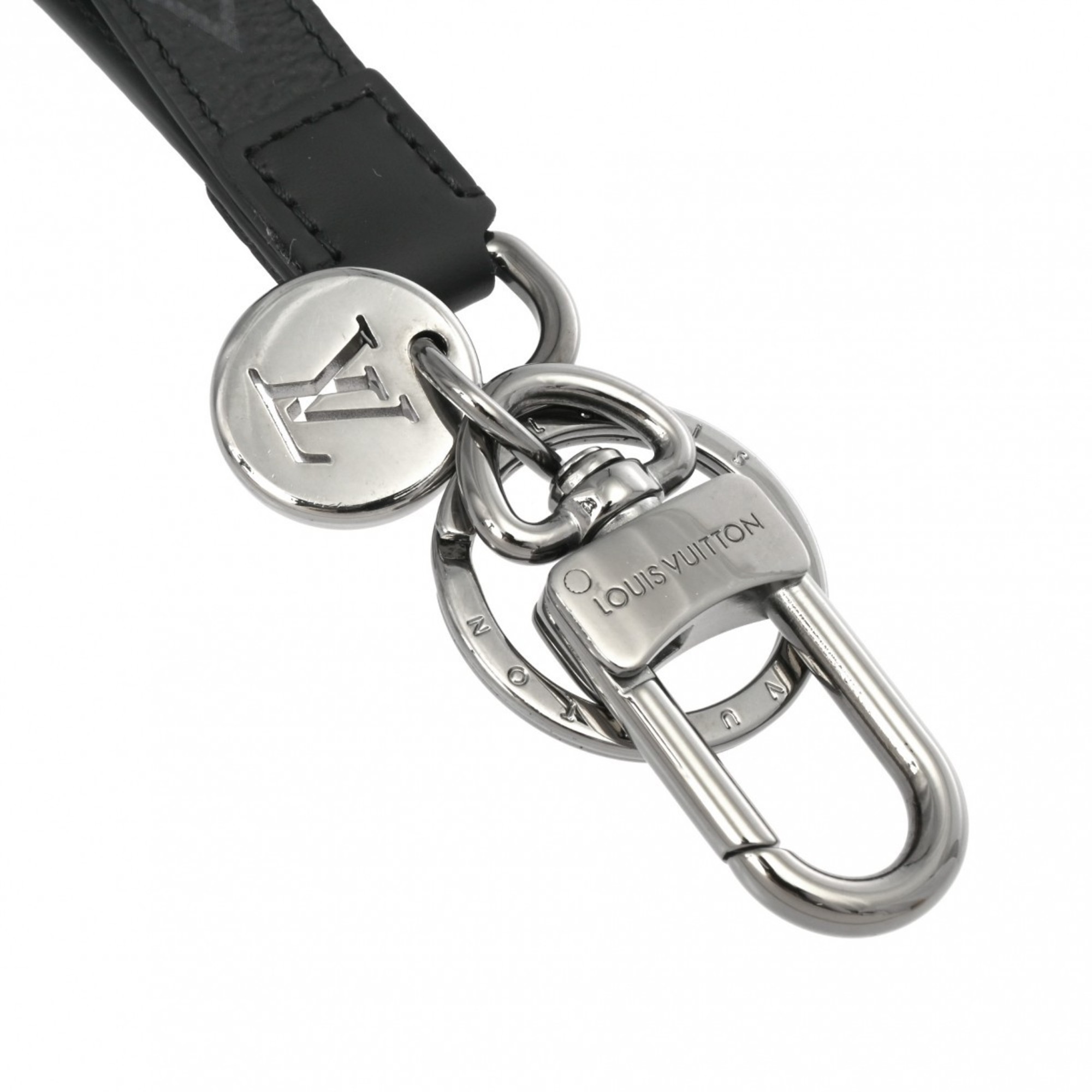 LOUIS VUITTON Louis Vuitton Monogram Eclipse Dragonne Black/Grey M61950 Unisex Leather Keychain