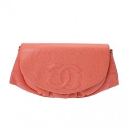 CHANEL Chanel Half Moon Chain Wallet Orange Women's Caviar Skin Shoulder Bag