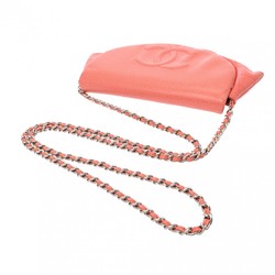 CHANEL Chanel Half Moon Chain Wallet Orange Women's Caviar Skin Shoulder Bag