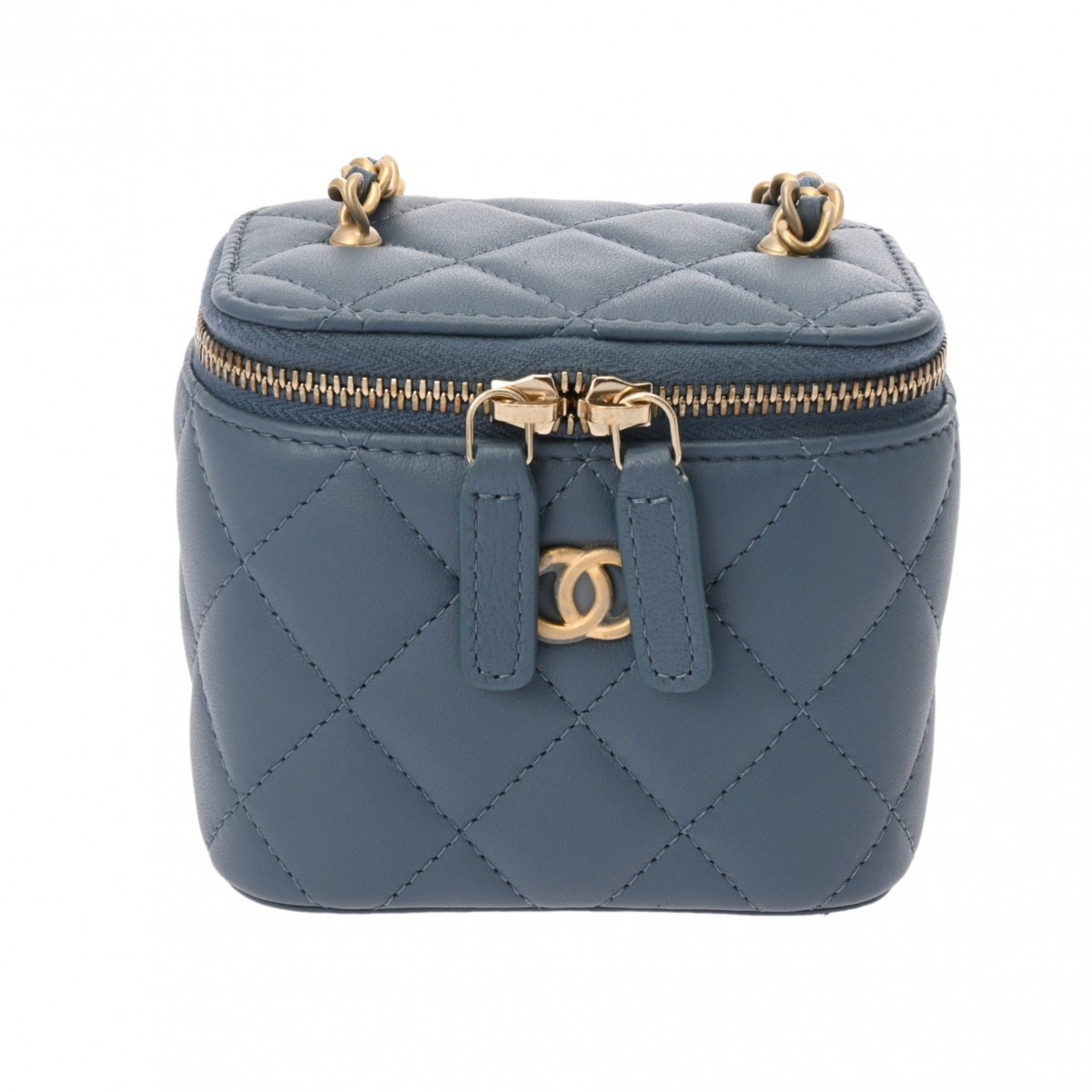 CHANEL Chanel Matelasse Coco Ball Chain Pouch Blue Navy AP1447 Women's Lambskin Shoulder Bag