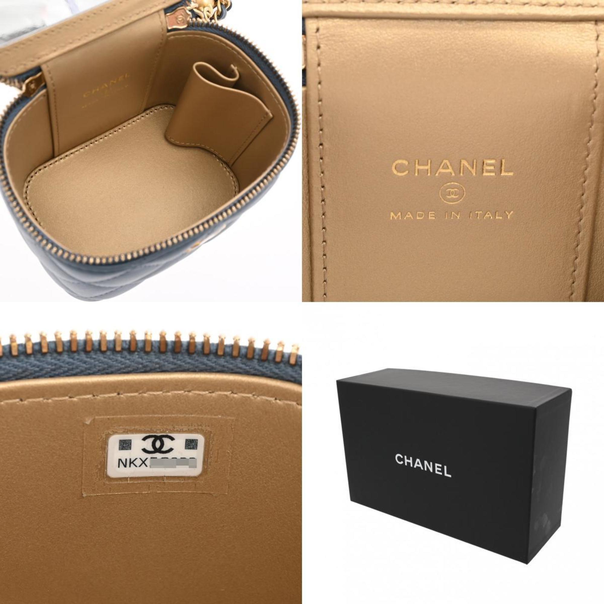 CHANEL Chanel Matelasse Coco Ball Chain Pouch Blue Navy AP1447 Women's Lambskin Shoulder Bag