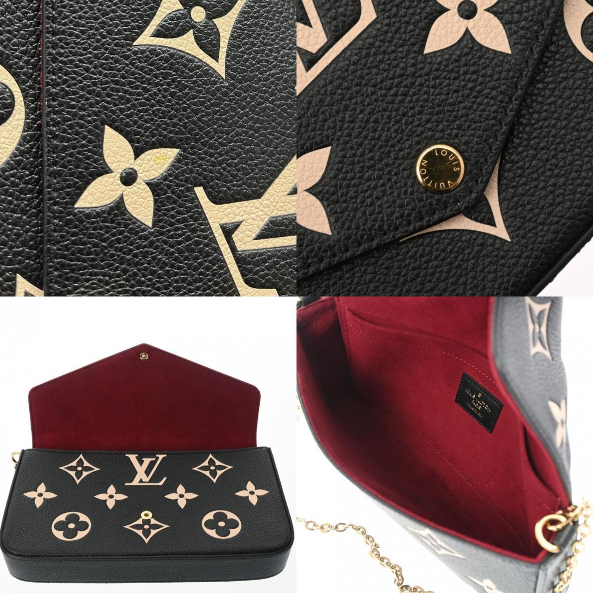 LOUIS VUITTON Monogram Empreinte Pochette Felicie Noir M82479 Women's Leather Shoulder Bag