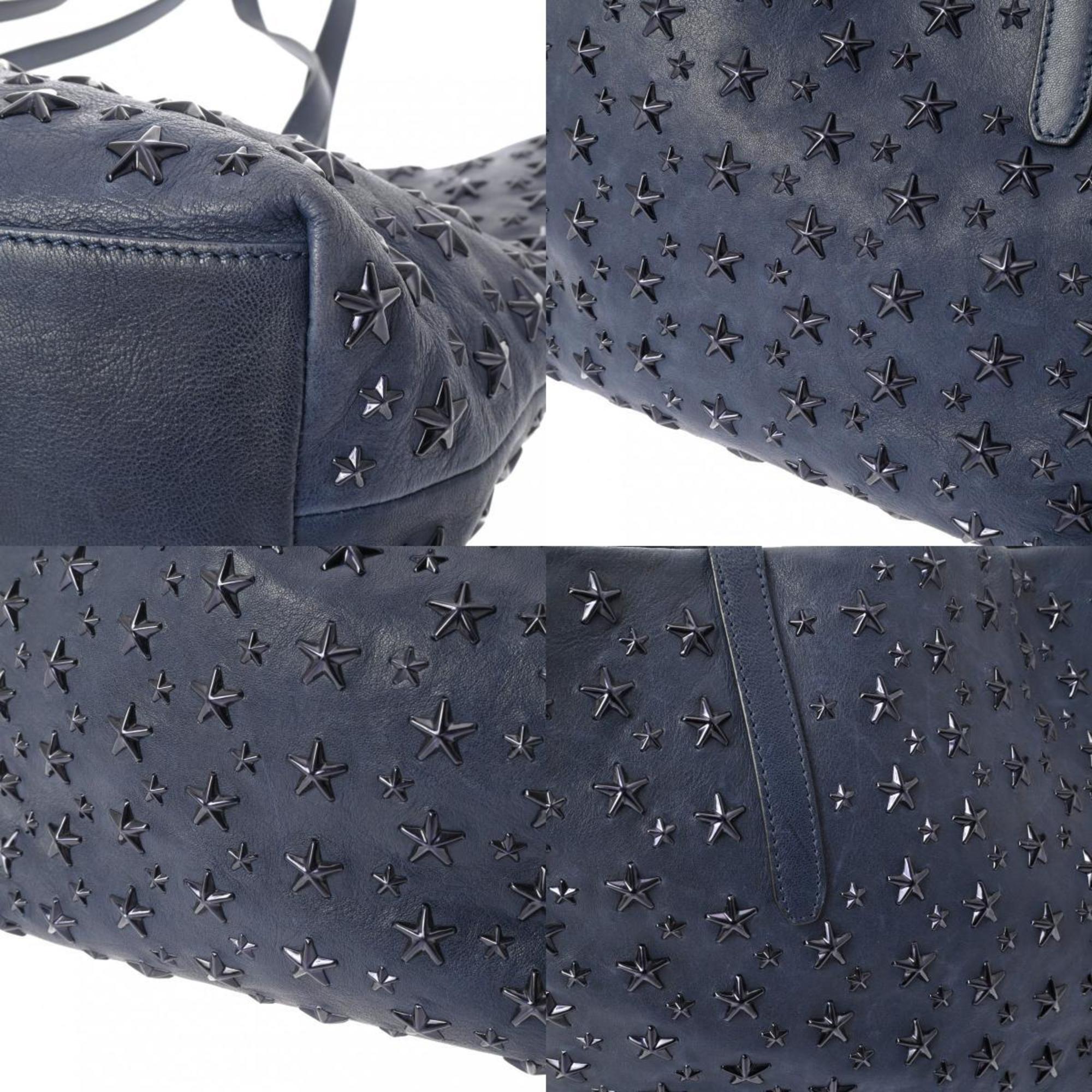 JIMMY CHOO Jimmy Choo Pimlico Star Studs Navy Women's Leather Tote Bag