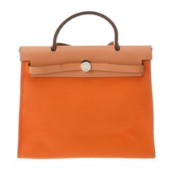 HERMES Hermes Airbag Zip PM Orange/Brown □P Stamp (around 2012) Women's Toile Officier/Vache Hunter Handbag