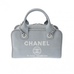 CHANEL Deauville Bowling Bag Blue A92749 Women's Canvas Handbag