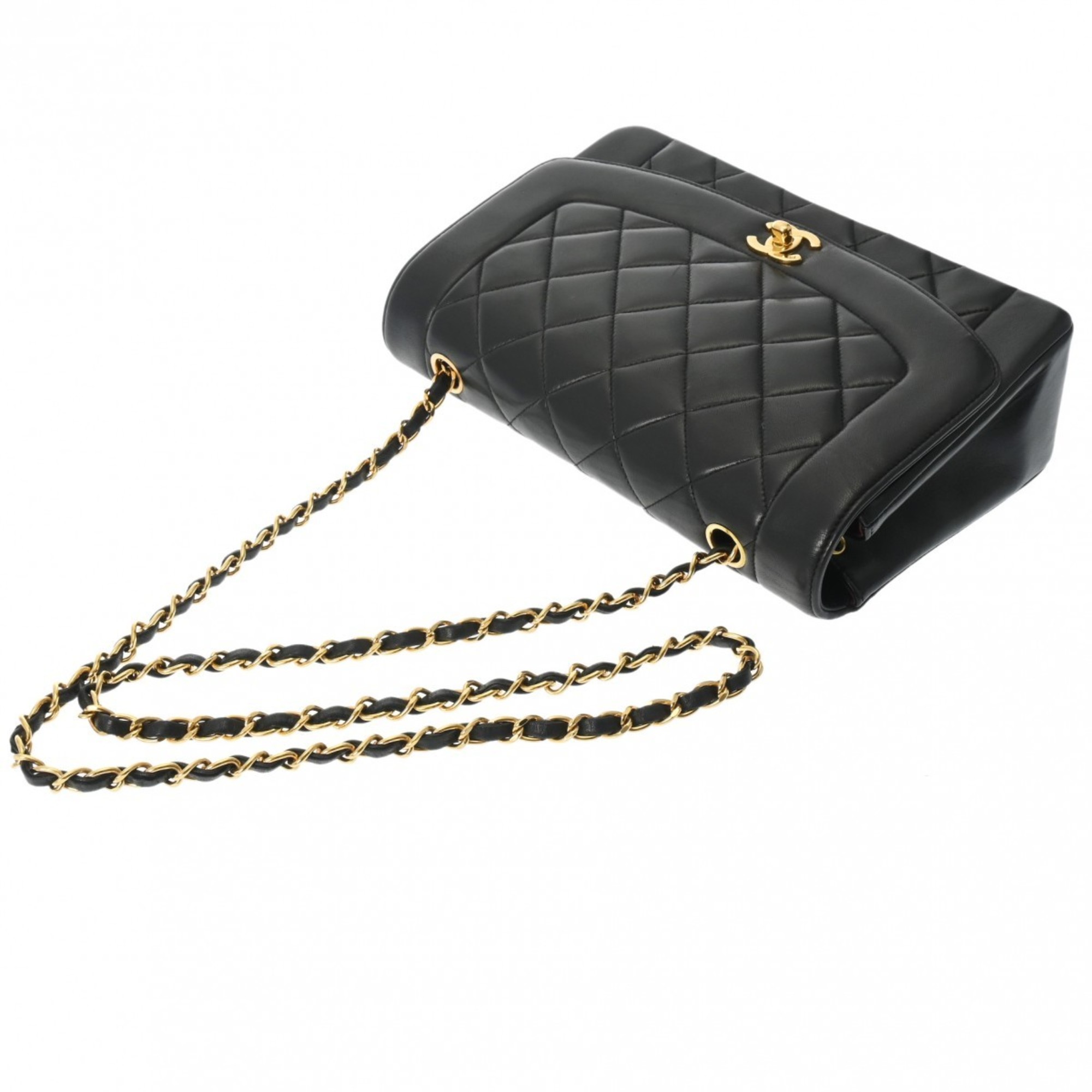 CHANEL Chanel Matelasse Diana 25cm Chain Shoulder Black Women's Lambskin Bag