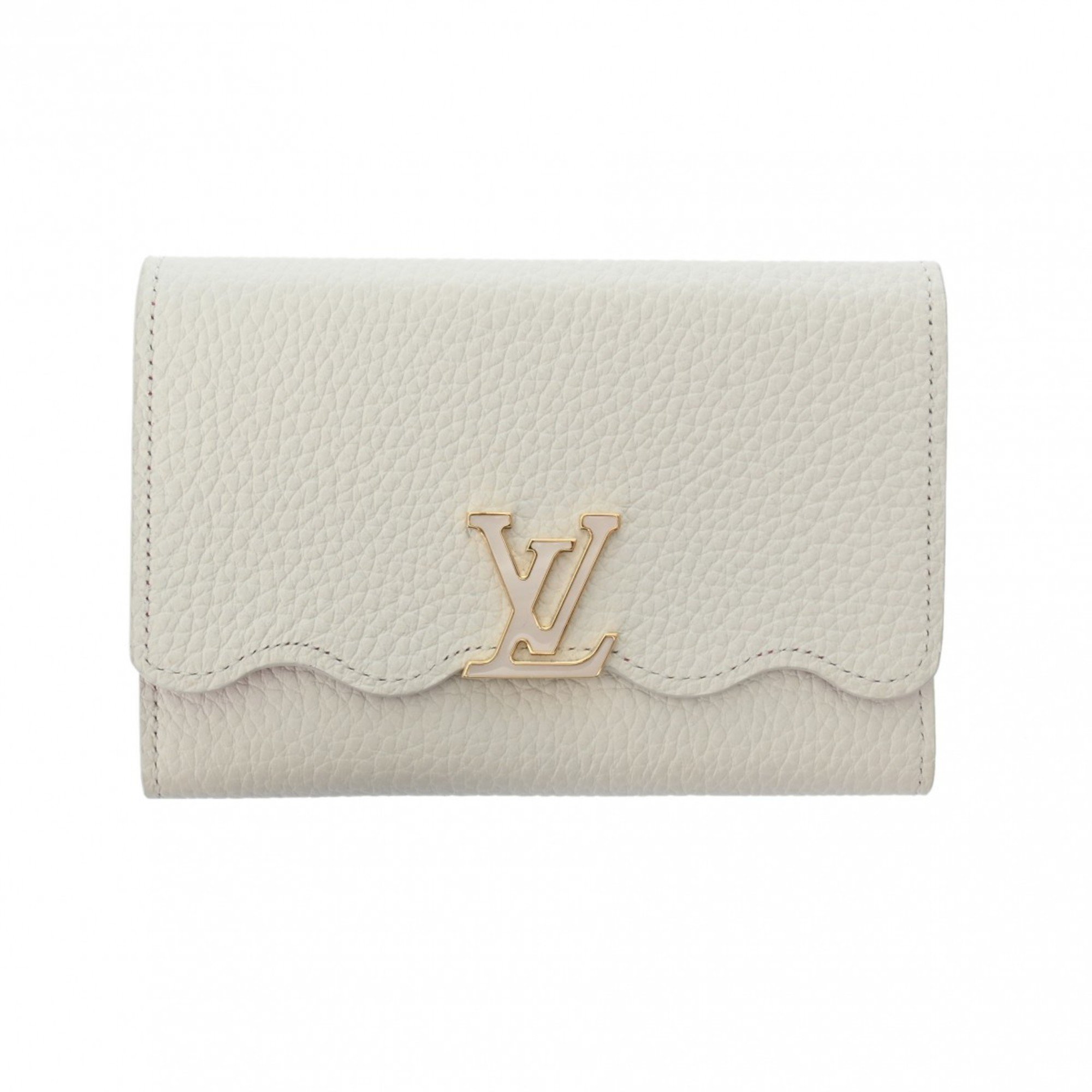 LOUIS VUITTON Louis Vuitton Portefeuille Capucines Compact White M82268 Women's Taurillon Leather Tri-fold Wallet