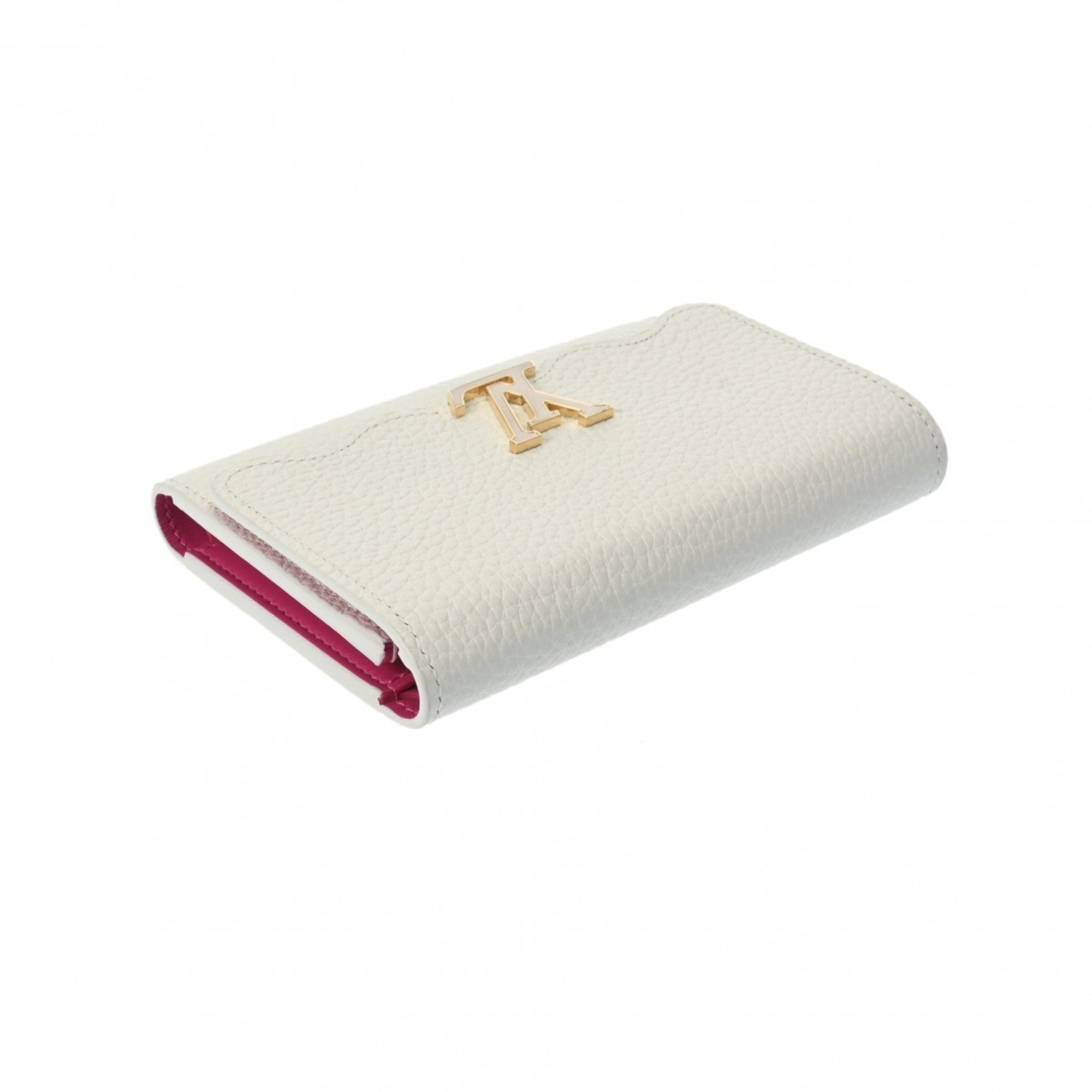 LOUIS VUITTON Louis Vuitton Portefeuille Capucines Compact White M82268 Women's Taurillon Leather Tri-fold Wallet