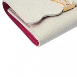 LOUIS VUITTON Louis Vuitton Portefeuille Capucines Compact White M82268 Women's Taurillon Leather Tri-fold Wallet