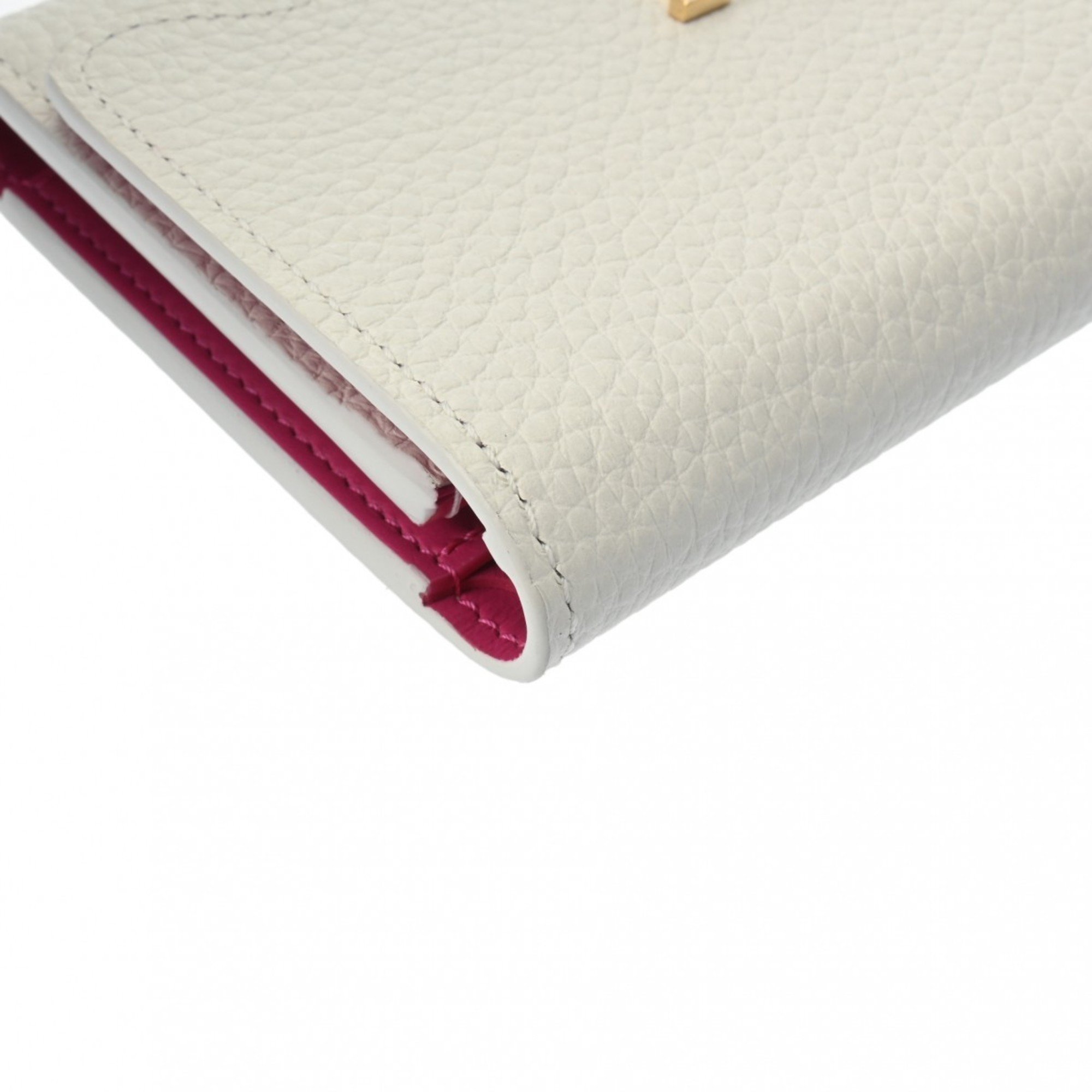 LOUIS VUITTON Louis Vuitton Portefeuille Capucines Compact White M82268 Women's Taurillon Leather Tri-fold Wallet