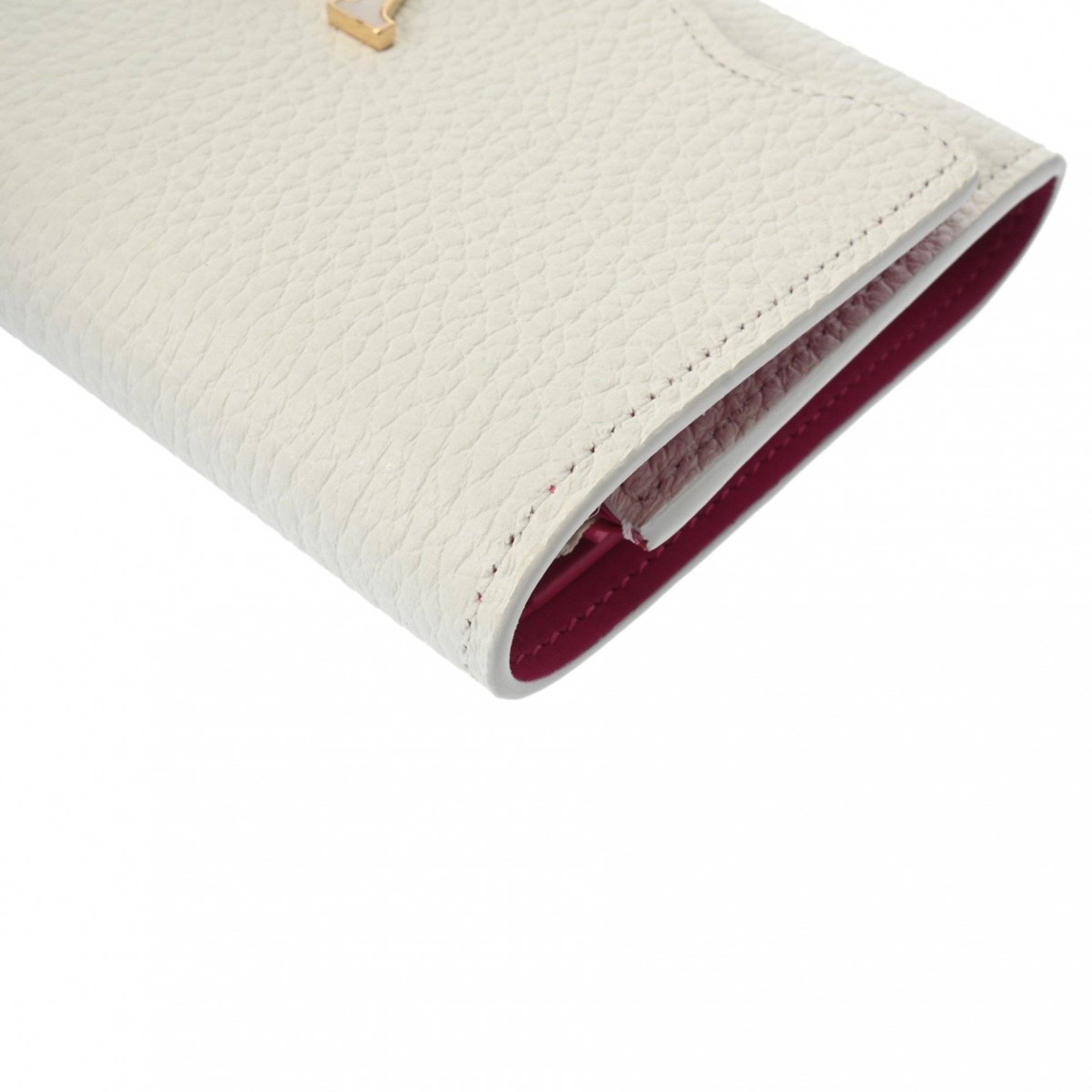 LOUIS VUITTON Louis Vuitton Portefeuille Capucines Compact White M82268 Women's Taurillon Leather Tri-fold Wallet