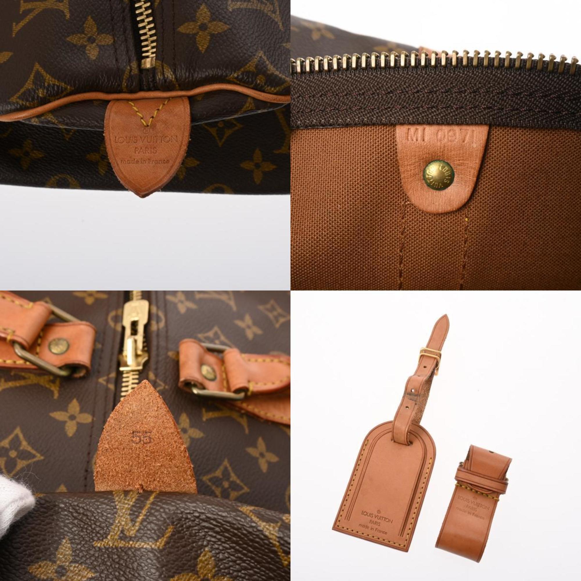 LOUIS VUITTON Louis Vuitton Monogram Keepall 55 Brown M41424 Unisex Canvas Boston Bag