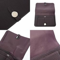 HERMES Dogon GM Raisin □F stamp (around 2002) Unisex Togo Long Wallet