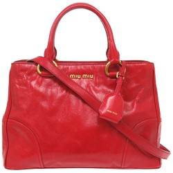 Miu Miu Miu Vitello Shine Handbag Shoulder Bag RN1091 Leather Red 0936MIUMIU