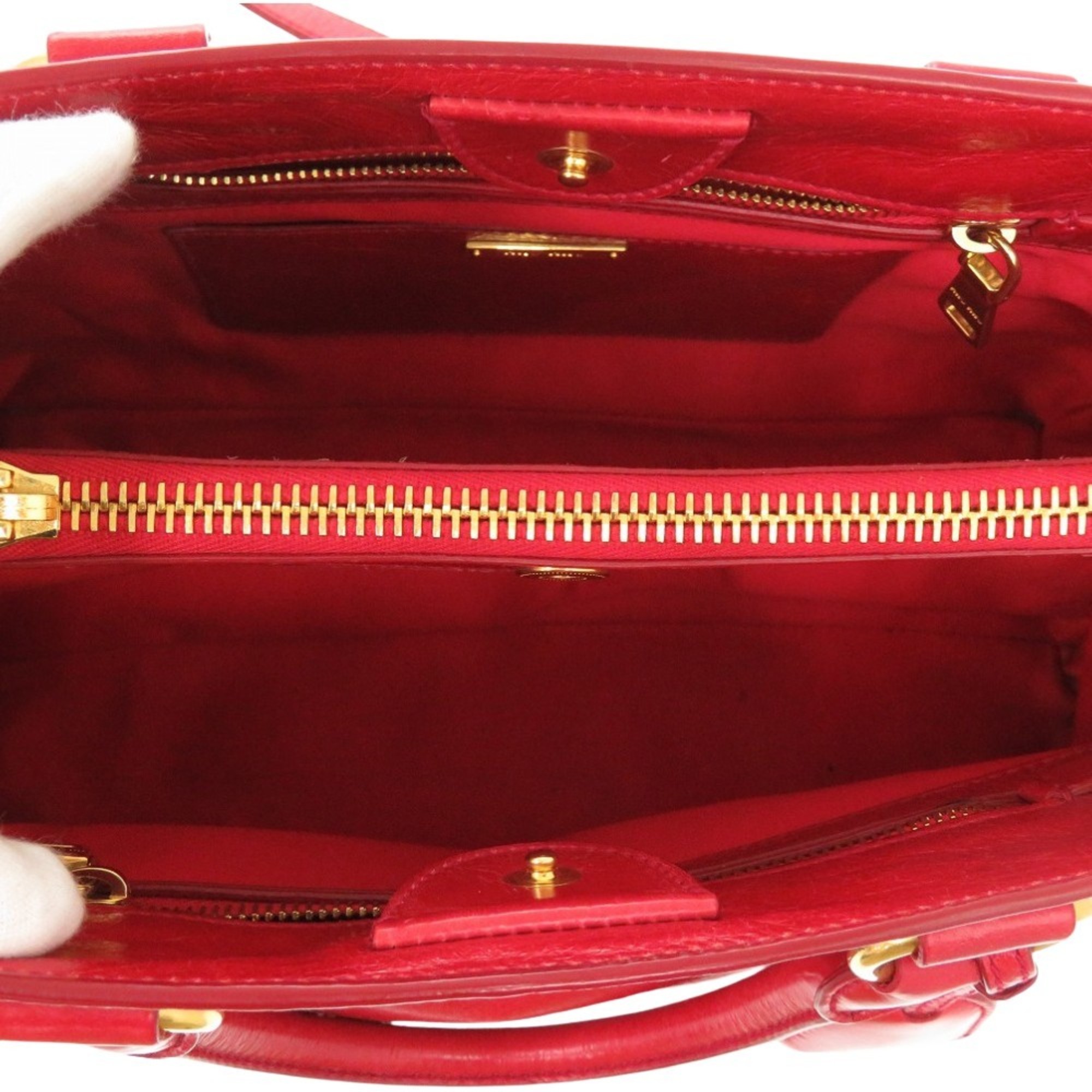 Miu Miu Miu Vitello Shine Handbag Shoulder Bag RN1091 Leather Red 0936MIUMIU