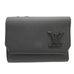 Louis Vuitton M81740 IC Chip Portefeuille Pilot Leather Black Compact Wallet 0653LOUIS VUITTON