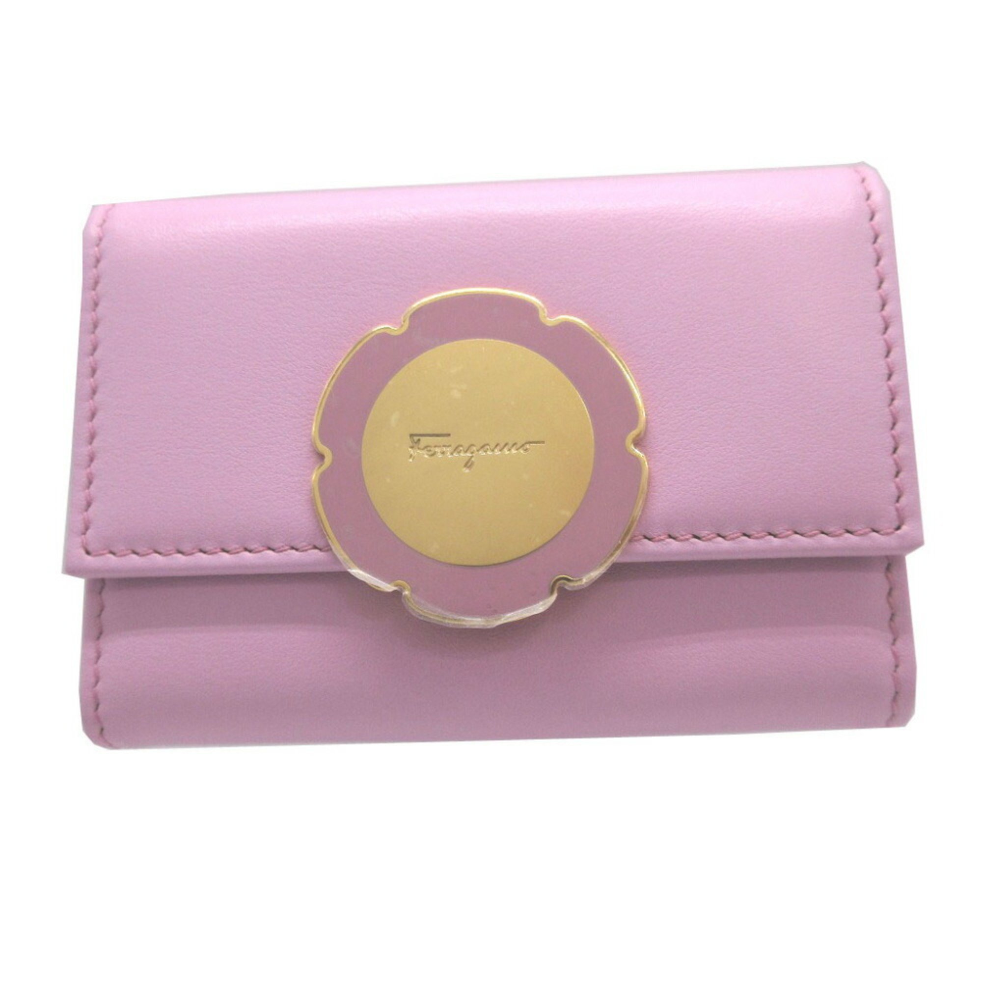 Salvatore Ferragamo 22D162 Leather Pink 6-ring Key Case 0922Salvatore