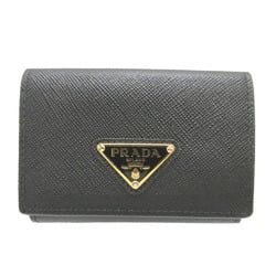 Prada 1MH042 Compact Wallet Saffiano Leather Black Tri-fold 2299PRADA