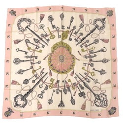 Hermes Carre 90 LES CLES Key Pattern Silk Pink Multicolor Scarf 0219HERMES