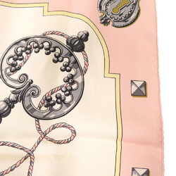 Hermes Carre 90 LES CLES Key Pattern Silk Pink Multicolor Scarf 0219HERMES