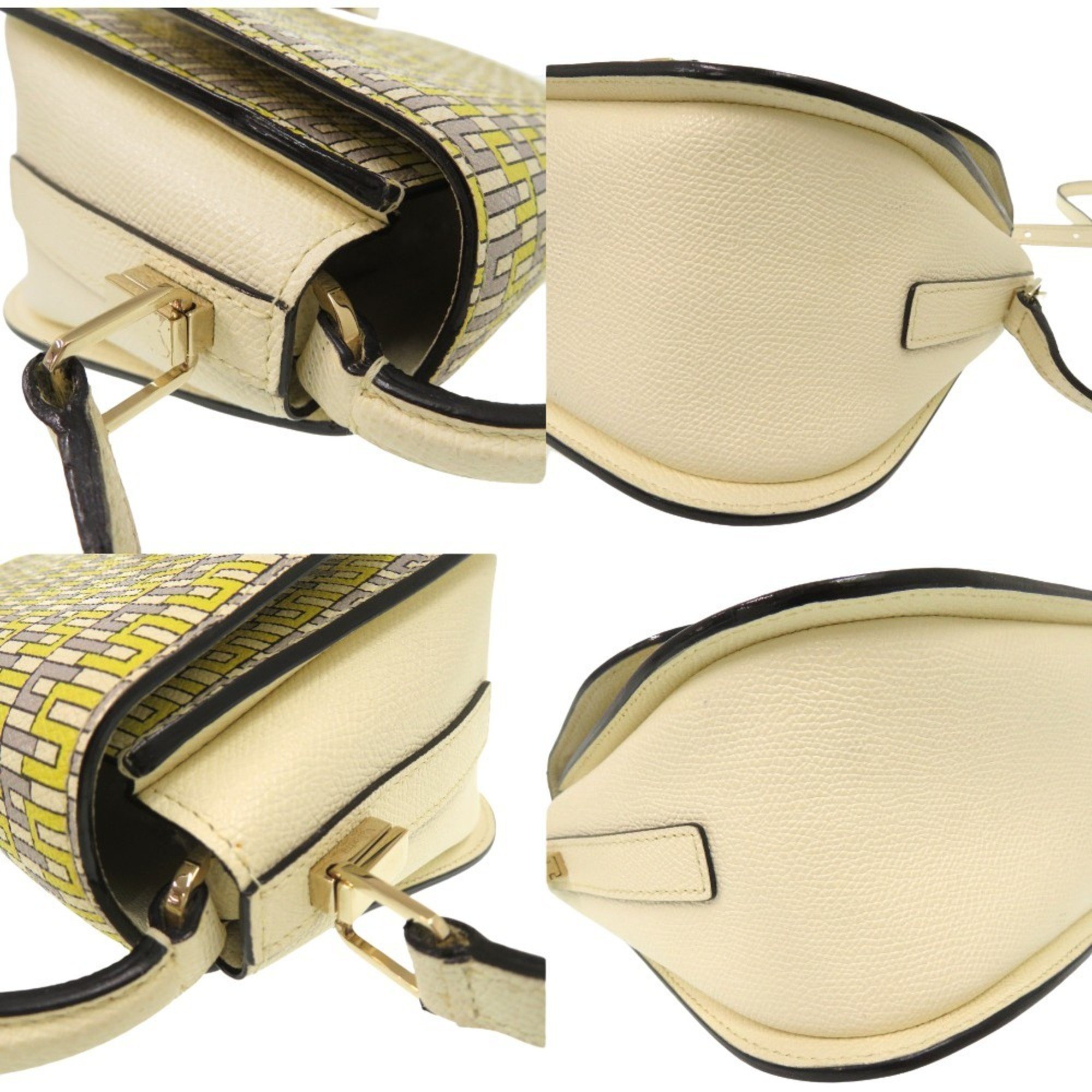 Valextra Iside Xy Print Leather Crossbody Bag Shoulder Grained Beige 1778Valextra