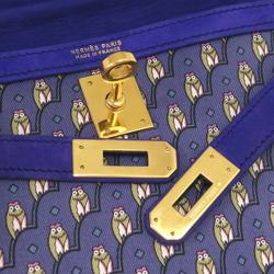 Hermes Kelly 20 Owl Outer Stitching Dobris Silk Blue 〇T Stamp Handbag 1487 HERMES