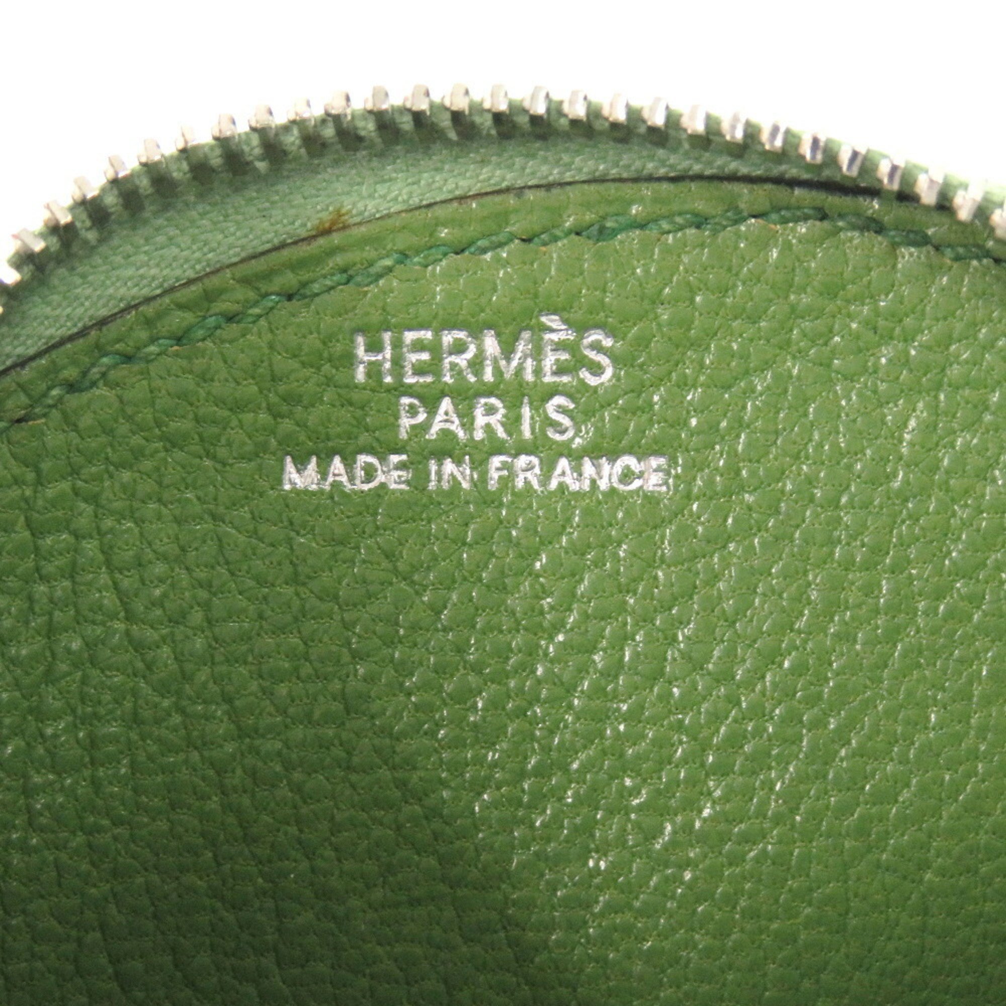 Hermes Tutti Frutti Cherry Cushvel Green Orange E Stamp Coin Case Purse 1622 HERMES