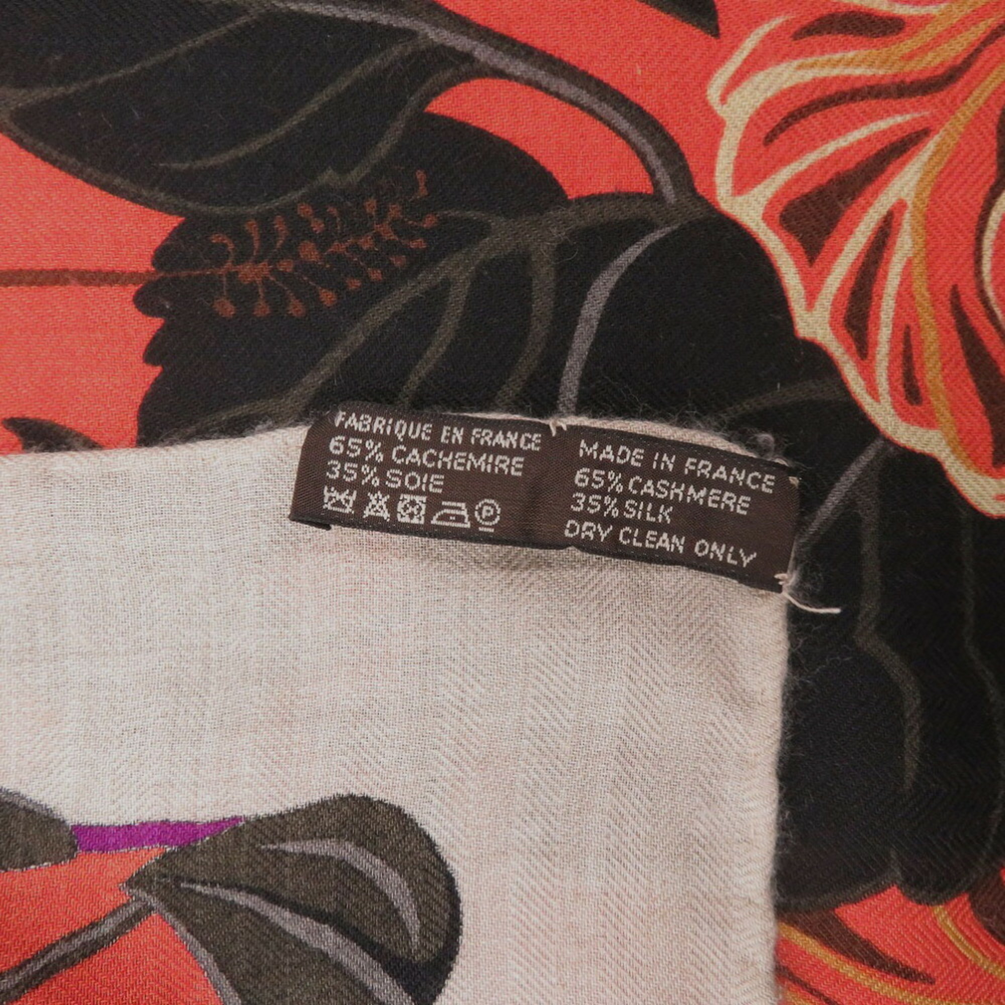 Hermes Carre 140 Flamingo Party Cashmere Silk Beige Multicolor Scarf 0214HERMES