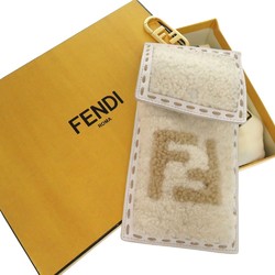 Fendi FF Smartphone Case Fur Day Limited Bag Charm Sheepskin Calf White 0097FENDI