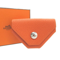 Hermes Levan Quatre □I stamp (made in 2005) Togo orange coin case wallet 0088HERMES