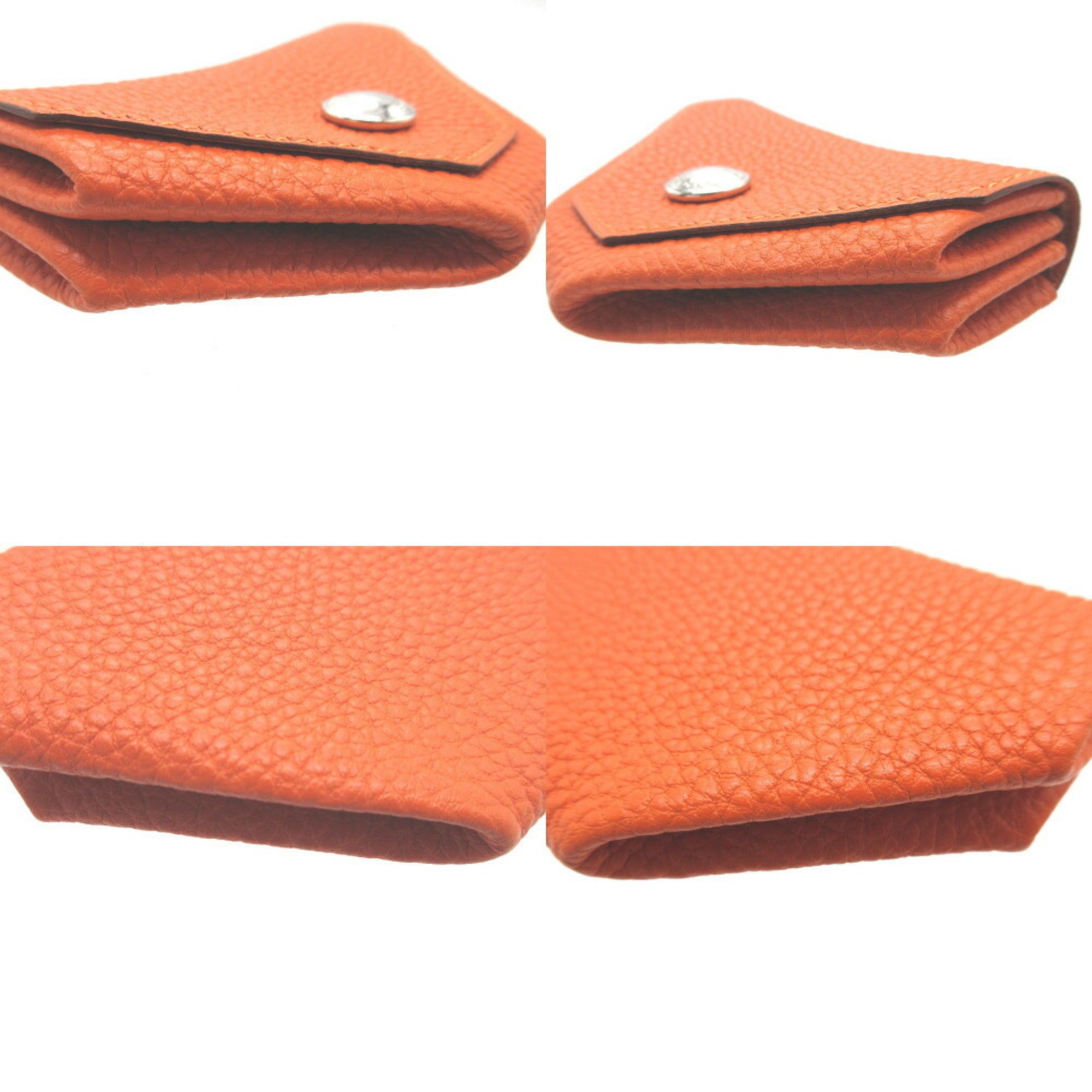 Hermes Levan Quatre □I stamp (made in 2005) Togo orange coin case wallet 0088HERMES