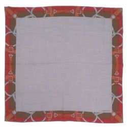 Hermes Carre 90 ENCADRE EPERON D'OR Cashmere Silk GRIS TABAC VERMILLON Grey Scarf 0034HERMES