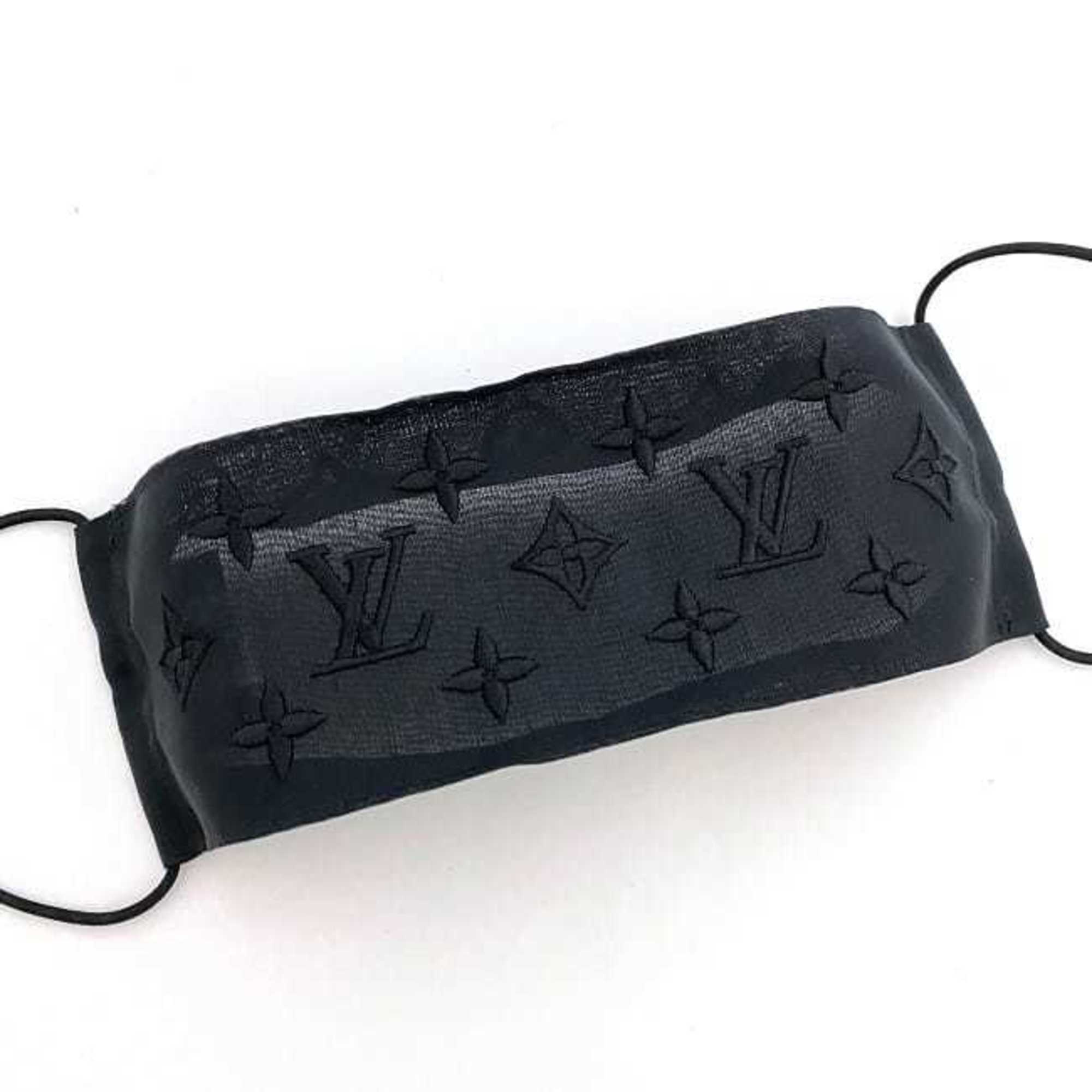 Louis Vuitton Mask Cover Pouch Set ec-21091 Black Monogram M77147 Cotton NX1221 LOUIS VUITTON Mesh Embroidery