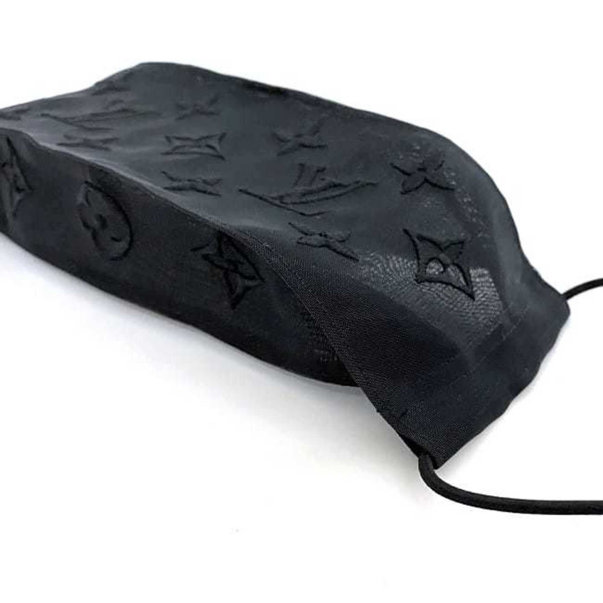 Louis Vuitton Mask Cover Pouch Set ec-21091 Black Monogram M77147 Cotton NX1221 LOUIS VUITTON Mesh Embroidery